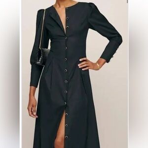 Reformation Black Long Sleeve Dress